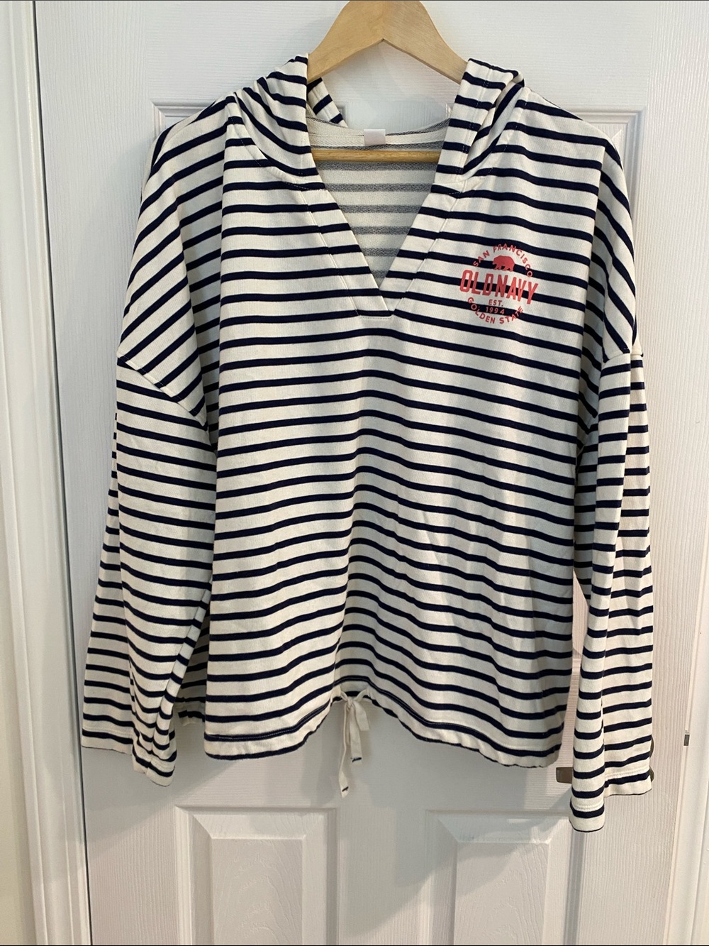 Old Navy Navy & White Striped Hooded Pullover Plus size XXL